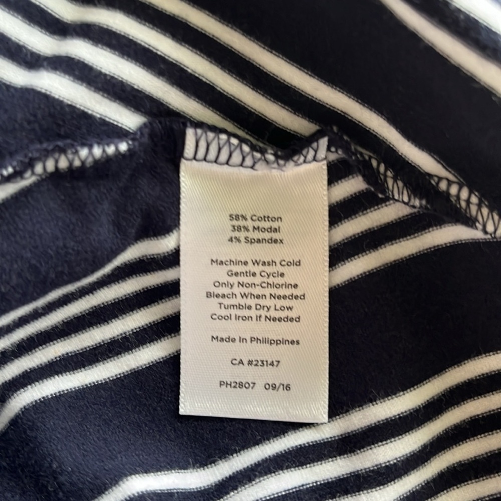 Talbots Knit Maxi Skirt Navy Blue Stripes Size Medium Elastic Waistband - Picture 6 of 10